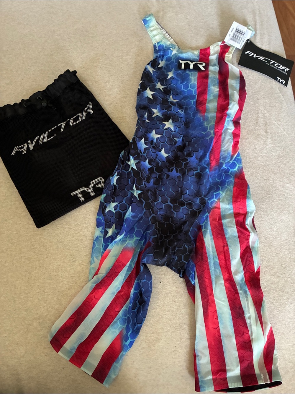 TYR Red, White & Blue Flag-Pattern Racing Kneeskin
